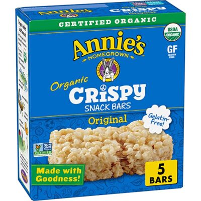 Annie's Organic Original Crispy Snack Bars, Gluten Free, 3.9 oz, 5 ct